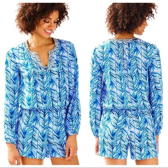 Lilly Pulitzer Colby Romper Lapis Blue Size XXS - Picture 1 of 8